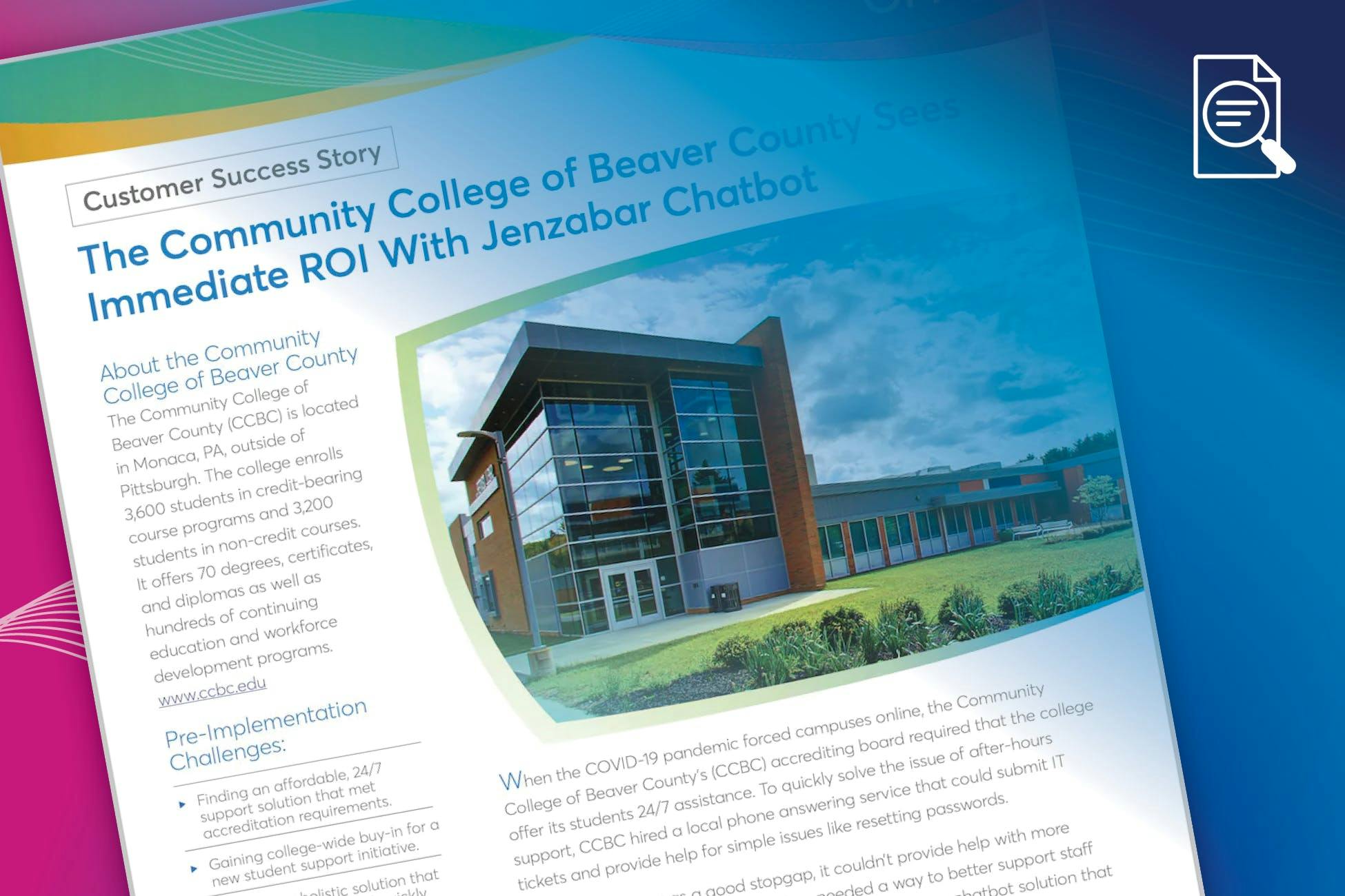Case Study: The Community College of Beaver County Sees Immediate ROI With Jenzabar Chatbot