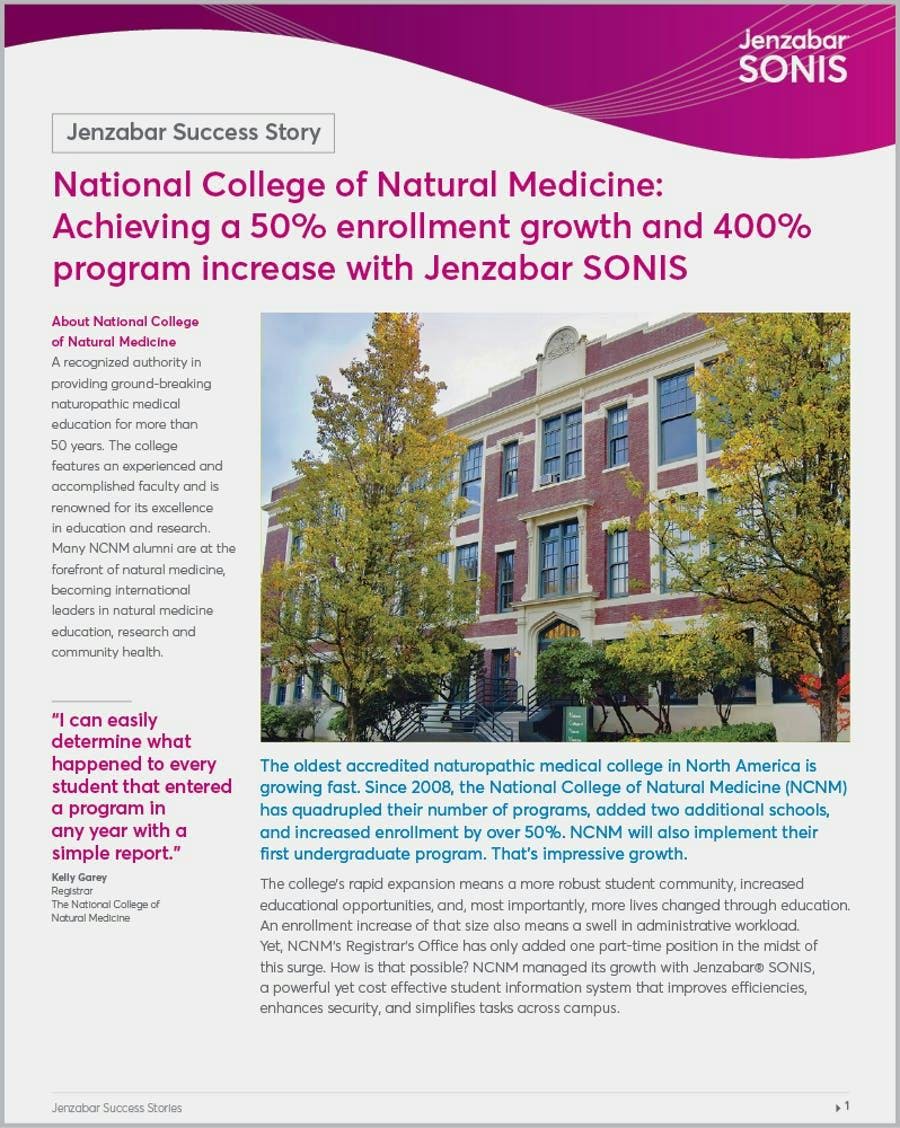 National College of Natural Medicine: Achieving a 50% enrollment growth and 400% program increase with Jenzabar SONIS