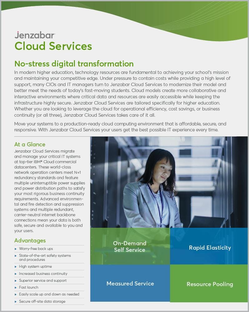 Product Sheet: Jenzabar Cloud Services