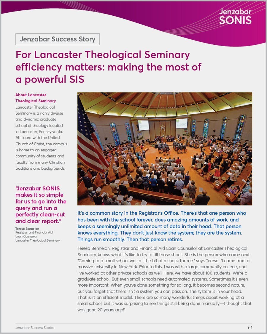 Case Study: Lancaster Theological Seminary Makes the Most of a Powerful SIS