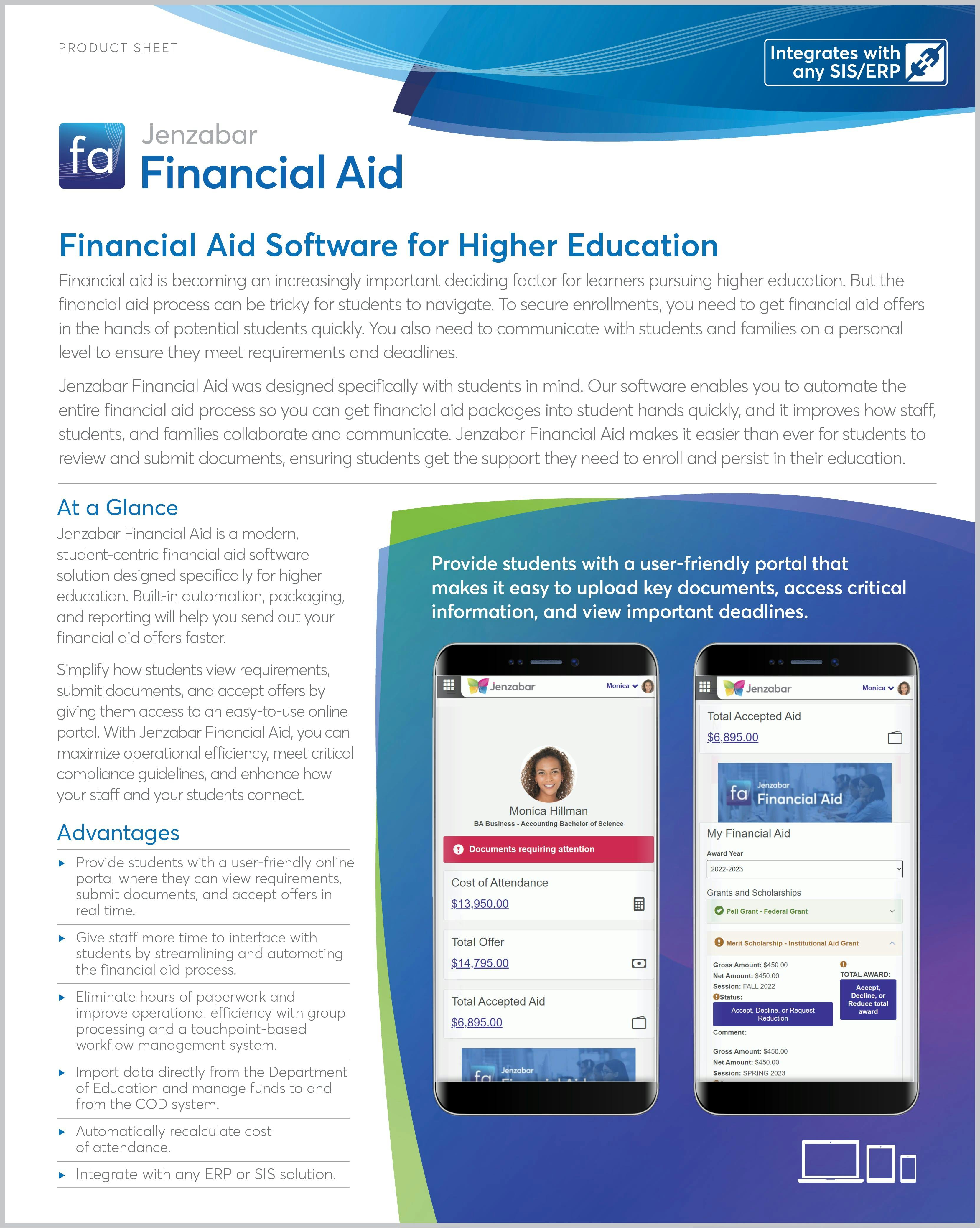 Product Sheet: Jenzabar Financial Aid