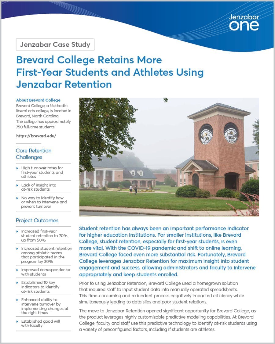 Case Study: Brevard College Retains More First-Year Students and Athletes Using Jenzabar Retention