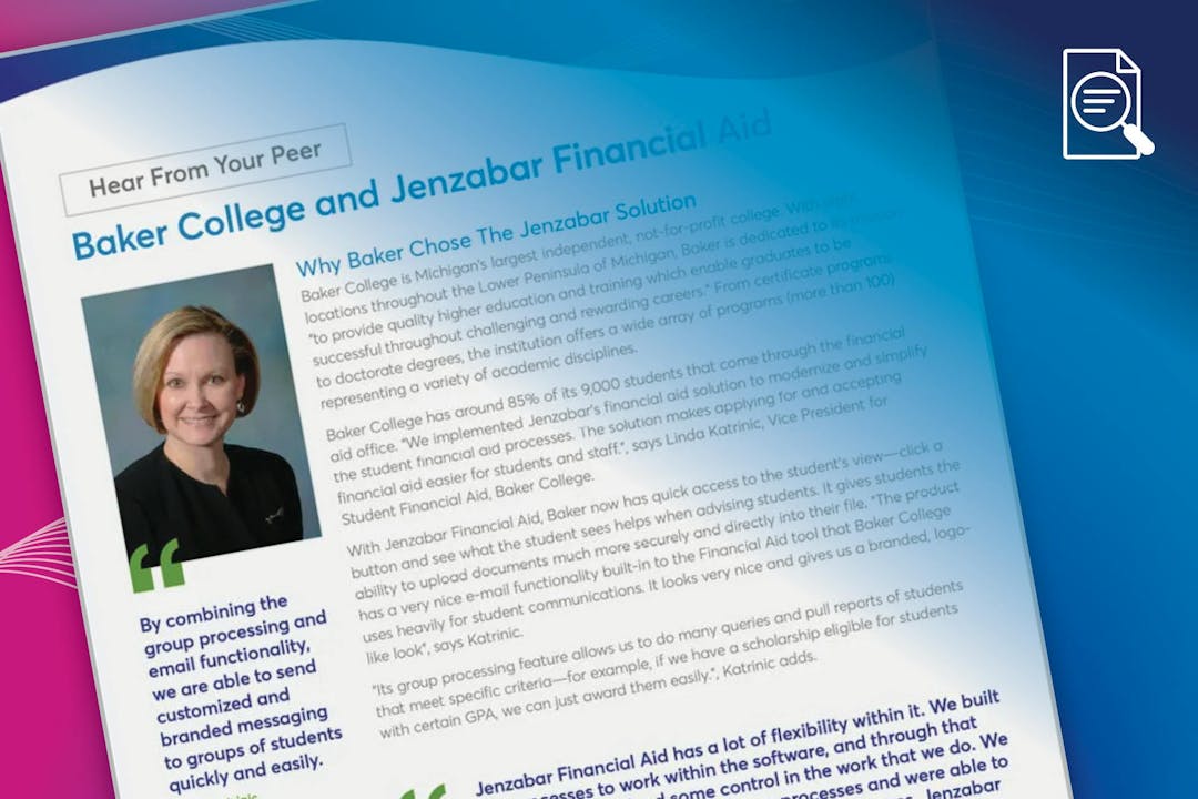 Baker College: Leveraging Jenzabar Financial Aid
