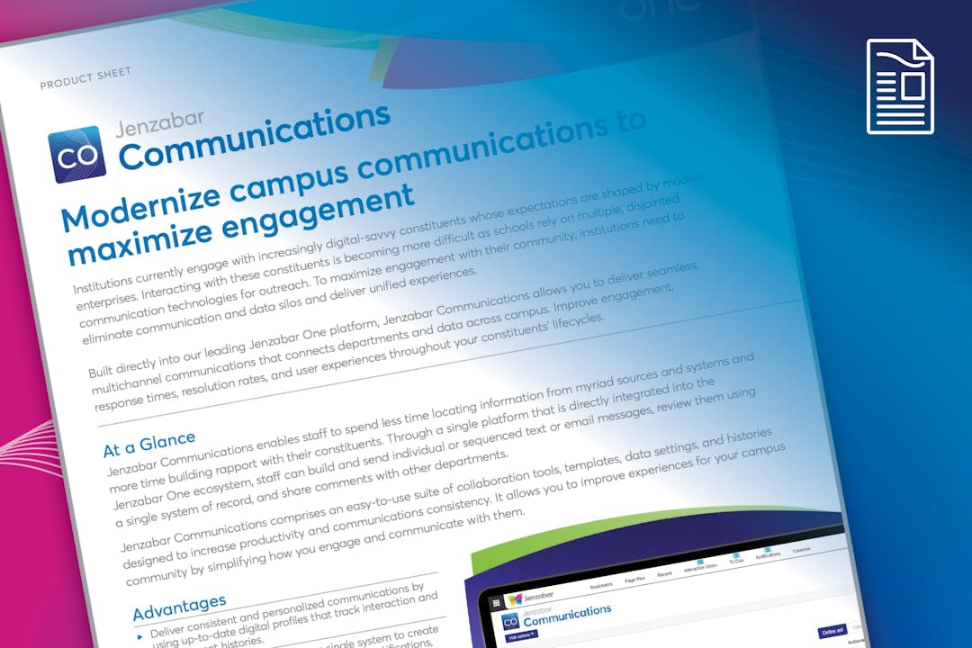 Jenzabar Communications Product Sheet
