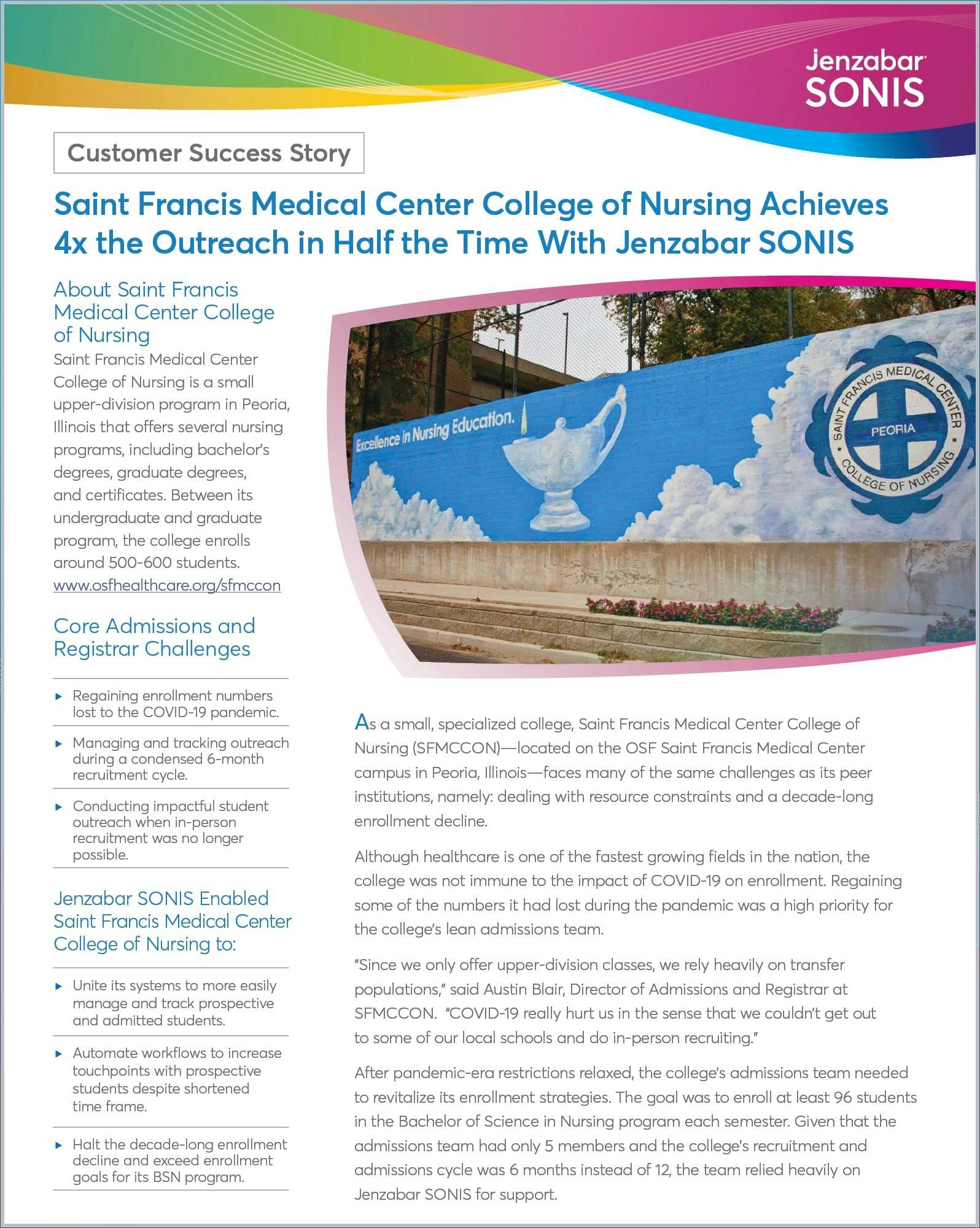 Saint Francis Medical Center College of Nursing Achieves 4X the Outreach in Half the Time With Jenzabar SONIS