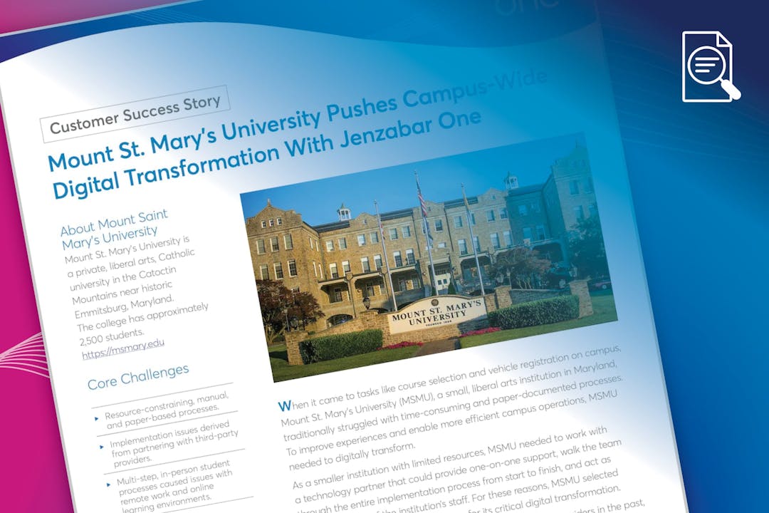 Mount St. Mary’s University Pushes Campus-Wide Digital Transformation With Jenzabar One